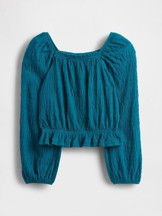 Çocuklar için Buruşuk Peplum Üst