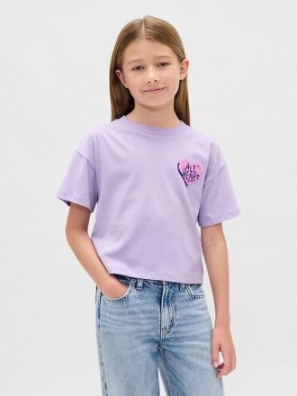 Çocuklar için Büyük Boy Flippy Pullu Grafik Tişört