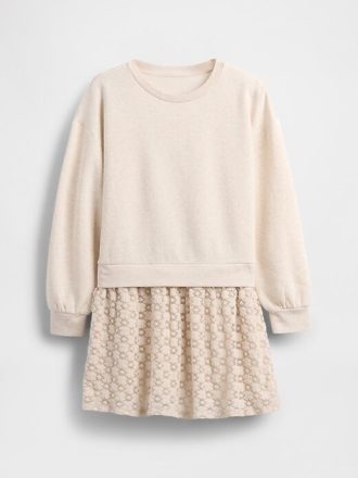 Çocuklar için Büyük Boy Karışık Medya Sweatshirt Elbise