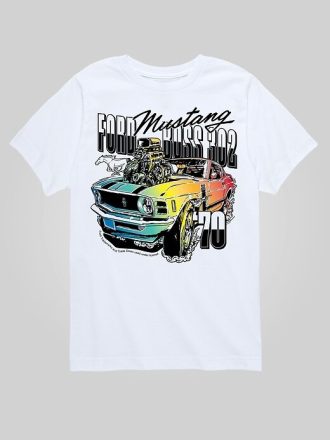 Çocuklar için Ford 1970 Ford Mustang Gökkuşağı Kısa Kollu Grafik Tişört