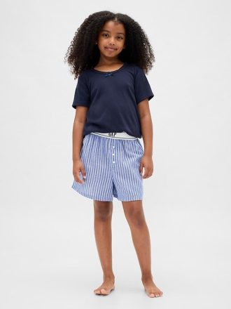 Çocuklar için Geri Dönüştürülmüş Flanel Pijama Boxer Şortu