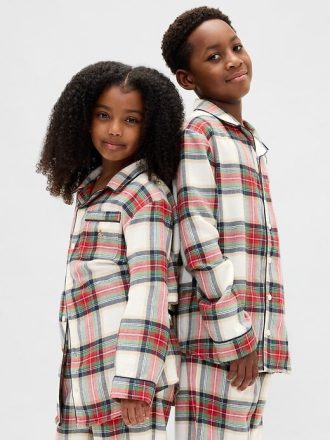 Çocuklar için Geri Dönüştürülmüş Flanel Pijama Takımı
