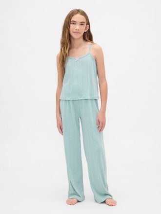 Çocuklar için Geri Dönüştürülmüş Pointelle Atlet Pijama Takımı
