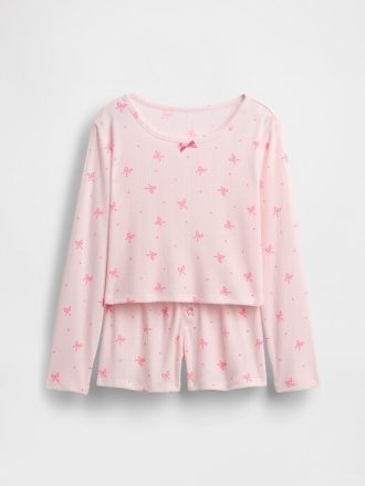 Çocuklar için Geri Dönüştürülmüş Pointelle Pijama Şort Takımı