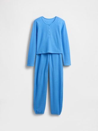 Çocuklar için Geri Dönüştürülmüş Waffle Pijama Takımı