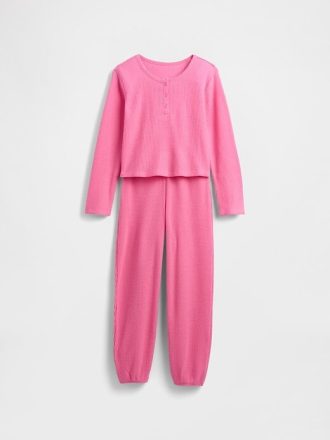 Çocuklar için Geri Dönüştürülmüş Waffle Pijama Takımı