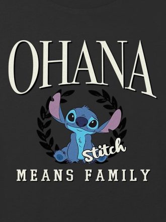Çocuklar için Lilo ve Stitch Ohana Aile Anlamına Gelir Grafik Kutulu Kırpılmış Tişört