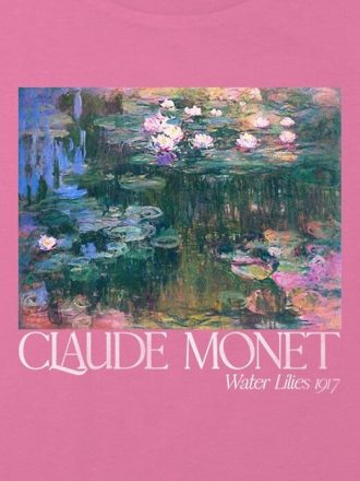 Çocuklar için Monet Bahçe Resmi Grafik Kutulu Kırpılmış Tişört