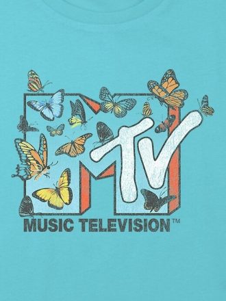 Çocuklar için MTV Kelebekler Grafikli Kutulu Kırpılmış Tişört