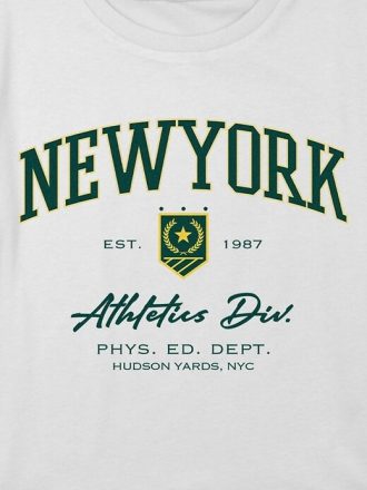 Çocuklar için New York Atletizm Grafikli Kutulu Kırpılmış Tişört