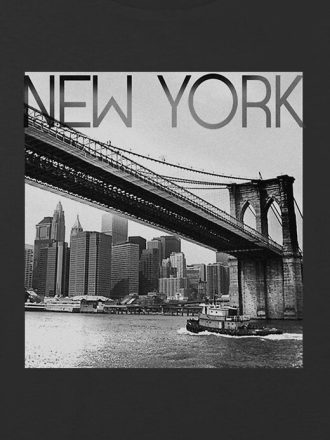 Çocuklar için New York Bridge Grafikli Boxy Crop Tişört