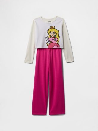 Çocuklar için Prenses Şeftali Kırpılmış Pijama Takımı