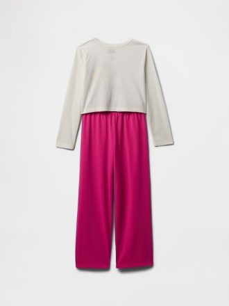 Çocuklar için Prenses Şeftali Kırpılmış Pijama Takımı