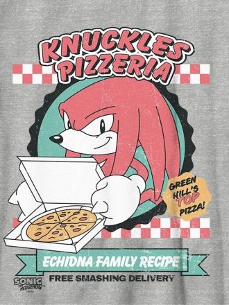 Çocuklar için Sonic The Hedgehog Knuckles Pizza Grafikli Tişört