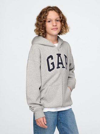 Çocuklar için Vintage Yumuşak Logo Fermuarlı Kapüşonlu Sweatshirt
