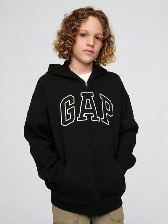 Çocuklar için Vintage Yumuşak Logo Fermuarlı Kapüşonlu Sweatshirt