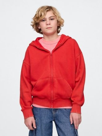 Çocuklar için VintageSoft Fermuarlı Kapüşonlu Sweatshirt