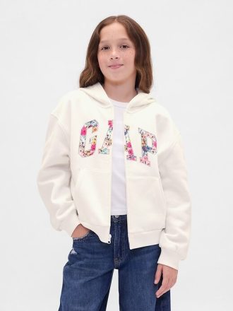 Çocuklar için VintageSoft Logolu Fermuarlı Kapüşonlu Sweatshirt