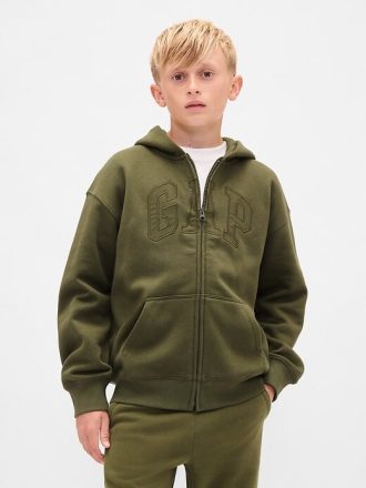Çocuklar için VintageSoft Logolu Fermuarlı Kapüşonlu Sweatshirt