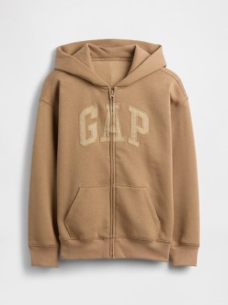 Çocuklar için VintageSoft Logolu Fermuarlı Kapüşonlu Sweatshirt