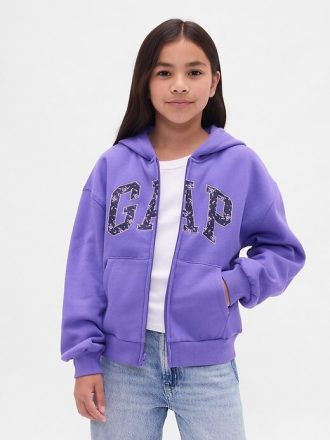Çocuklar için VintageSoft Logolu Fermuarlı Kapüşonlu Sweatshirt