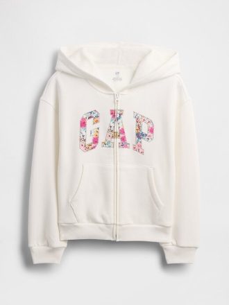 Çocuklar için VintageSoft Logolu Fermuarlı Kapüşonlu Sweatshirt