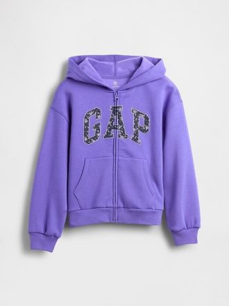 Çocuklar için VintageSoft Logolu Fermuarlı Kapüşonlu Sweatshirt