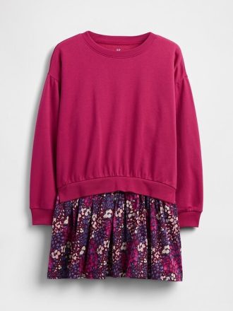 Çocuklar için VintageSoft Pileli Sweatshirt Elbise
