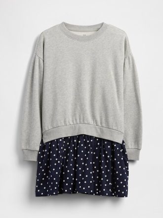 Çocuklar için VintageSoft Pileli Sweatshirt Elbise