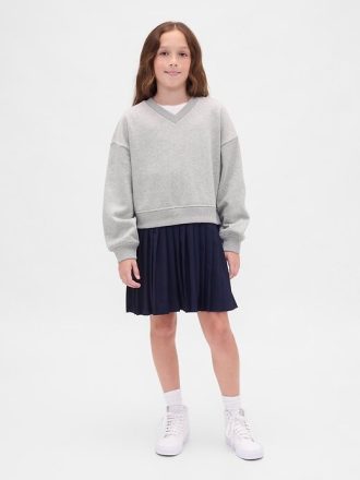 Çocuklar için VintageSoft Pileli Sweatshirt Elbise