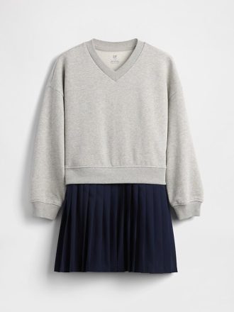 Çocuklar için VintageSoft Pileli Sweatshirt Elbise