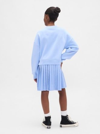 Çocuklar için VintageSoft Pileli Sweatshirt Elbise