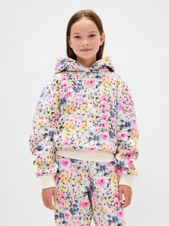 Çocuklar için VintageSoft Rahat Çiçekli Kapüşonlu Sweatshirt