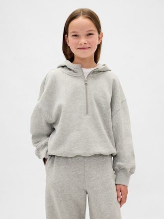 Çocuklar için VintageSoft Yarım Fermuarlı Kapüşonlu Sweatshirt