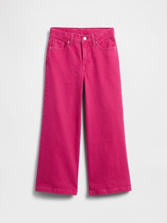 Çocuklar için Yüksek Bel Geniş Paça Paça Kot Pantolon