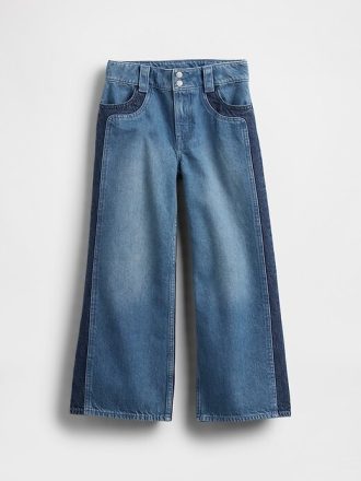 Çocuklar için Yüksek Bel Geniş Paça Paça Kot Pantolon