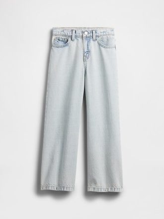 Çocuklar için Yüksek Bel Geniş Paça Paça Kot Pantolon