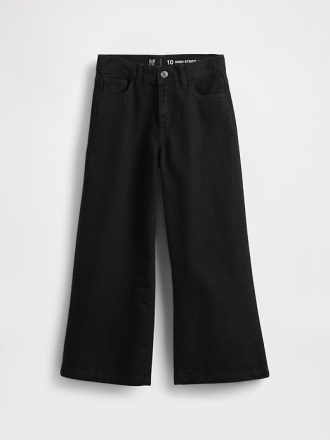 Çocuklar için Yüksek Bel Geniş Paça Paça Kot Pantolon