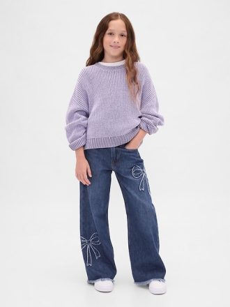 Çocuklar İçin Düşük Bel Geniş Paça Kot Pantolon