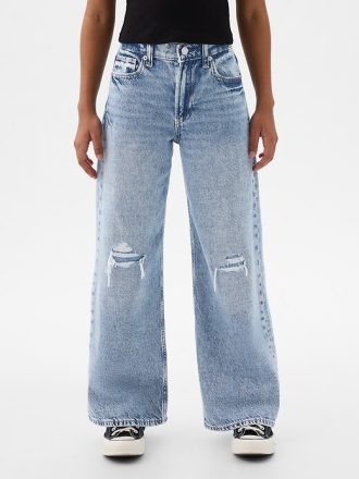 Çocuklar İçin Düşük Bel Geniş Paça Kot Pantolon