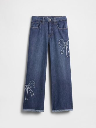Çocuklar İçin Düşük Bel Geniş Paça Kot Pantolon