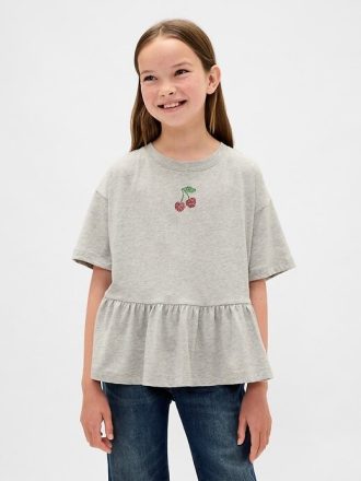 Çocuklar İçin Grafik Peplum Tişört