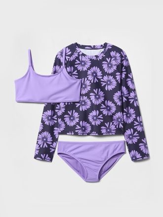 Çocuklar İçin Üç Parçalı Rash Guard Yüzme Mayosu