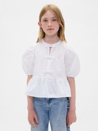 Çocuklar İçin Puf Kollu Peplum Üst