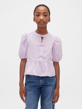 Çocuklar İçin Puf Kollu Peplum Üst