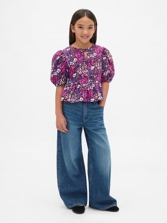 Çocuklar İçin Puf Kollu Peplum Üst