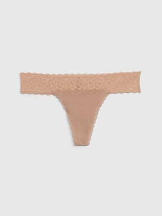 Organik Esnek Pamuklu Dantel Kenarlı Tanga