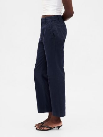 Orta Bel Düz Khaki Pantolon