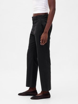 Orta Bel Düz Khaki Pantolon