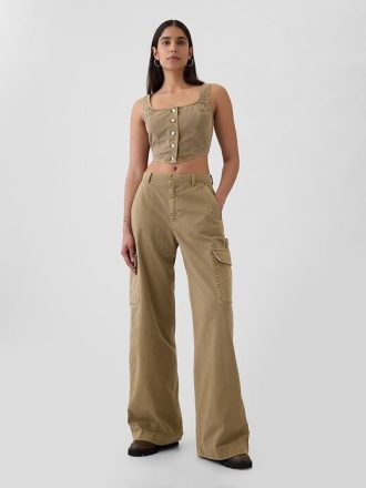 Orta Bel Kargo Bol Khaki Pantolon